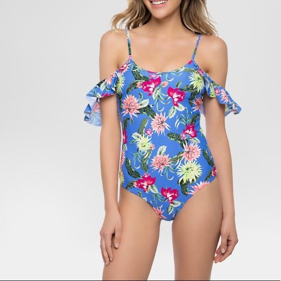 Tori Praver Swimwear Other - NWT Tori Praver blue tropical floral print suit